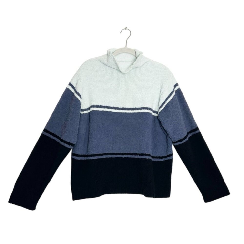 Columbia Women's Mock Neck Pullover Long Sleeve Sweater in Blue/ Black - Sz L